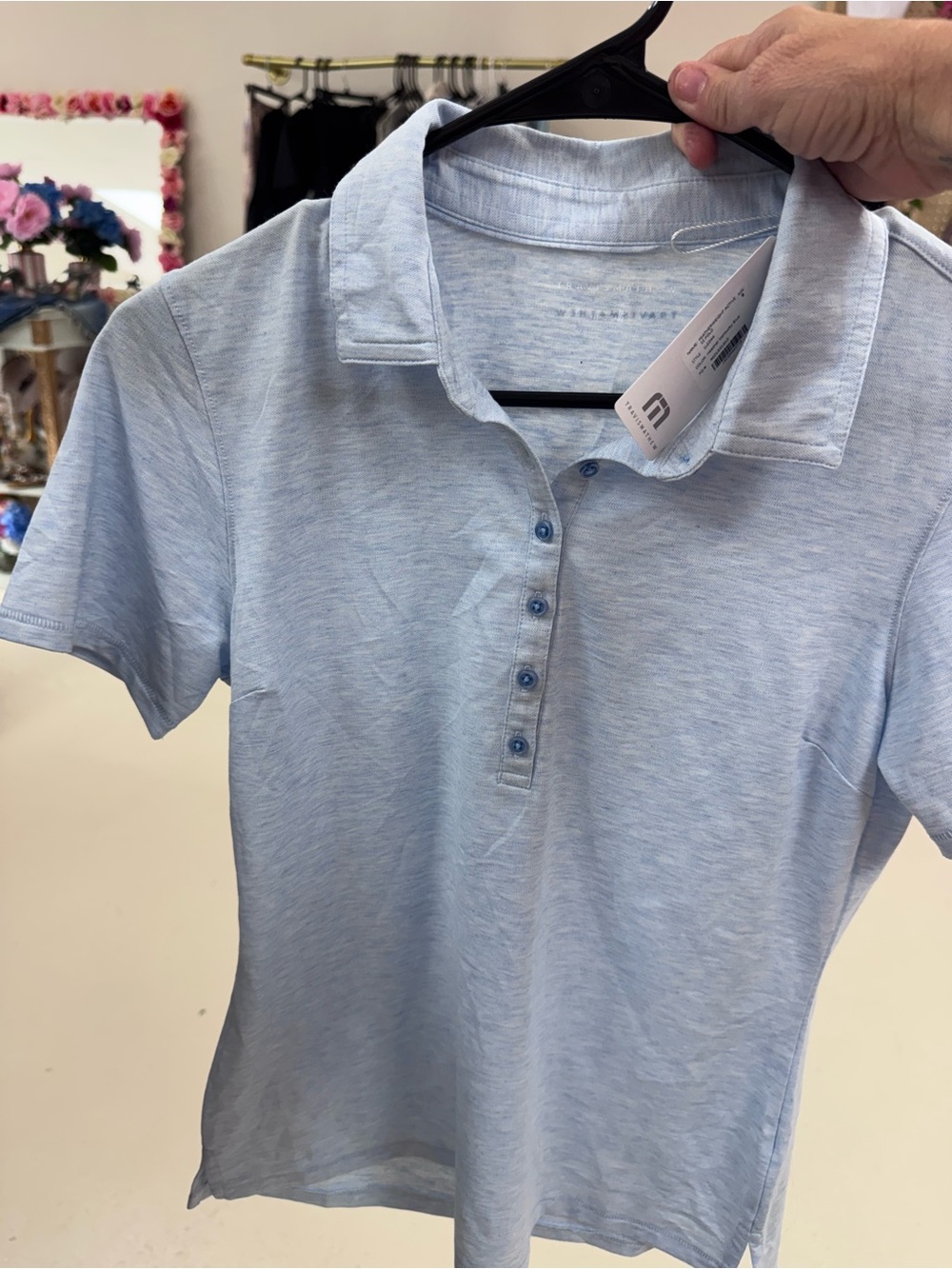 Travis Mathew Heathered Sky Blue Kids Polo